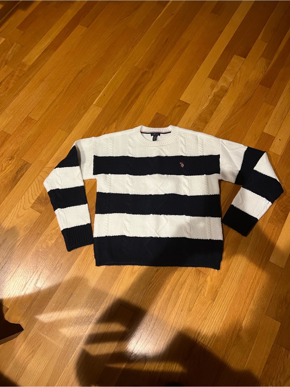U.S. Polo Assn. Women's V-Neck Sweater - Black & White Stripes